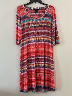 Investments XL Colorful Abstract Stripe Swing Dress